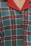 Shefame Kadın Gömlek Yaka Yılbaşı Temalı Ekoseli Pijama Takımı 242SV16113