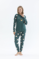 Shefame Kadın Bisiklet Yaka Yılbaşı Temalı Pijama Takımı 242SV16116