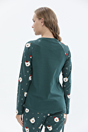 Shefame Kadın Bisiklet Yaka Yılbaşı Temalı Pijama Takımı 242SV16116