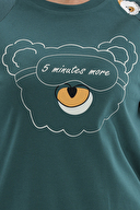 Shefame Kadın Bisiklet Yaka Yılbaşı Temalı Pijama Takımı 242SV16116