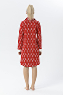 Shefame Kadın Gömlek Yaka Yılbaşı Desenli Çam Ağacı Desenli Gecelik 242SV15964