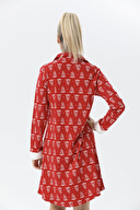 Shefame Kadın Gömlek Yaka Yılbaşı Desenli Çam Ağacı Desenli Gecelik 242SV15964