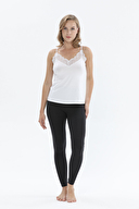 Shefame Kadın Modal Dantel Detaylı M Yakalı İp Askılı Body 241SV204