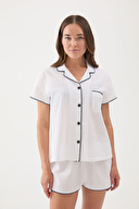 Cottons & Clouds Kadın Kısa Kollu Çoban Dikiş Pijama Üstü CC9581