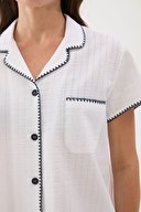 Cottons & Clouds Kadın Kısa Kollu Çoban Dikiş Pijama Üstü CC9581