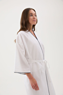 Cottons & Clouds Kadın Uzun Kollu Kuşaklı Çoban Dikiş Sabahlık CC9584