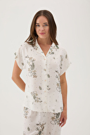 Cottons & Clouds Kadın Floral Desenli Kısa Kollu Viskon Pijama Takımı CC7314