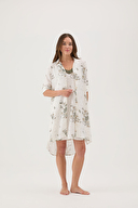 Cottons & Clouds Kadın Floral Desenli Uzun Kollu Viskon Gecelik CC7315