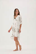 Cottons & Clouds Kadın Floral Desenli Uzun Kollu Viskon Gecelik CC7315