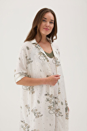 Cottons & Clouds Kadın Floral Desenli Uzun Kollu Viskon Gecelik CC7315