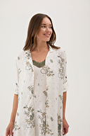 Cottons & Clouds Kadın Floral Desenli Uzun Kollu Viskon Gecelik CC7315