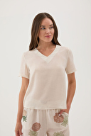 Cottons & Clouds Kadın Ananas Desenli Kısa Kollu Pijama Takımı CC7659