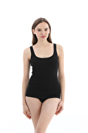 Cottons & Clouds Kadın İkili Yuvarlak Yaka Kalın Askılı Atlet CC1614 Siyah/Siyah