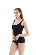 Cottons & Clouds Kadın İkili Yuvarlak Yaka Kalın Askılı Atlet CC1614 Siyah/Siyah