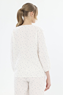 Shefame Kadın Yaprak Desenli V Yaka Düğmeli Uzun Kollu Müslin Pijama Takımı 251K44SV