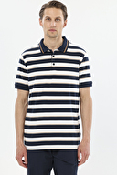 Finesuits Yatay Çizgili Polo Yaka Kısa Kollu Pijama Takımı 251E02SV