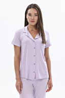 Shefame Kadın Gömlek Yaka Düğmeli Yarım Kollu Pijama Takımı 251K01MB