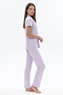 Shefame Kadın Gömlek Yaka Düğmeli Yarım Kollu Pijama Takımı 251K01MB