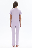 Shefame Kadın Gömlek Yaka Düğmeli Yarım Kollu Pijama Takımı 251K01MB