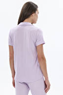 Shefame Kadın Gömlek Yaka Düğmeli Yarım Kollu Pijama Takımı 251K01MB