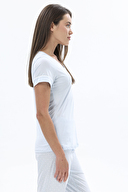 Shefame Kadın Puantiye Desenli V Yaka Kısa Kollu Kapri Takımı 251K07MB