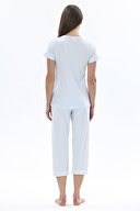 Shefame Kadın Puantiye Desenli V Yaka Kısa Kollu Kapri Takımı 251K07MB