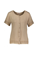 Shefame Kadın Yuvarlak Yaka Dantel ve Pat Detaylı Kısa Kollu Pijama Takımı 251K15MB