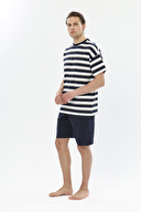 Finesuits Yatay Çizgili Polo Yaka Kısa Kollu Şort Takımı 251E03SV