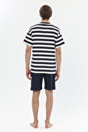 Finesuits Yatay Çizgili Polo Yaka Kısa Kollu Şort Takımı 251E03SV