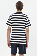 Finesuits Yatay Çizgili Polo Yaka Kısa Kollu Şort Takımı 251E03SV