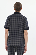 Finesuits Ekoseli Apaş Yaka Düğmeli Kısa Kollu Şort Takımı 251E04SV