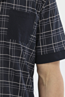 Finesuits Ekoseli Apaş Yaka Düğmeli Kısa Kollu Şort Takımı 251E04SV