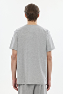 Finesuits Gri Çizgili Patlı Yaka Kısa Kollu Pijama Takımı 251E13SV