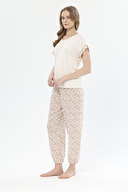 Shefame Kadın Leopar Desenli V Yaka Kısa Kollu Pijama Takımı 251K06SV