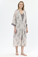 Shefame Kadın Şal Desenli İnce Askılı Uzun Gecelik Sabahlık Takımı 251K10SV