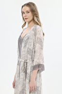 Shefame Kadın Şal Desenli İnce Askılı Uzun Gecelik Sabahlık Takımı 251K10SV