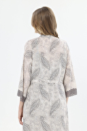 Shefame Kadın Şal Desenli İnce Askılı Uzun Gecelik Sabahlık Takımı 251K10SV