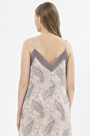 Shefame Kadın Şal Desenli V Yaka İnce Askılı Gecelik 251K13SV