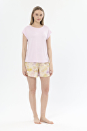 Shefame Kadın Çiçek Desenli Bisiklet Yaka Kısa Kollu Şort Takımıı 251K17SV