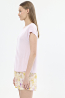 Shefame Kadın Çiçek Desenli Bisiklet Yaka Kısa Kollu Şort Takımıı 251K17SV