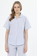 Shefame Kadın Çizgili Gömlek Yaka Düğmeli Pijama Takımı 251K24SV