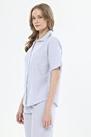 Shefame Kadın Çizgili Gömlek Yaka Düğmeli Pijama Takımı 251K24SV