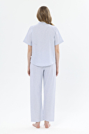 Shefame Kadın Çizgili Gömlek Yaka Düğmeli Pijama Takımı 251K24SV