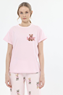Shefame Kadın Ayıcık Desenli Kısa Kollu Pijama Takımı 251K31SV
