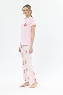 Shefame Kadın Ayıcık Desenli Kısa Kollu Pijama Takımı 251K31SV
