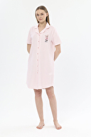 Shefame Kadın Ayıcık Desenli Çizgili Kısa Kollu Gecelik 251K32SV