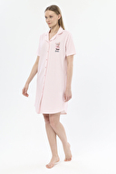 Shefame Kadın Ayıcık Desenli Çizgili Kısa Kollu Gecelik 251K32SV