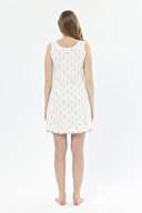 Shefame Kadın Ekru Floral Desenli Patlı Bisiklet Yaka Kolsuz Gecelik 251K40SV