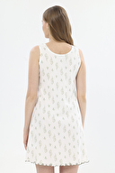 Shefame Kadın Ekru Floral Desenli Patlı Bisiklet Yaka Kolsuz Gecelik 251K40SV