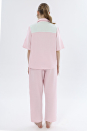 Shefame Kadın Renkli Ayaklı Yaka Düğmeli Bürümcük Pijama Üstü 251K46SV
